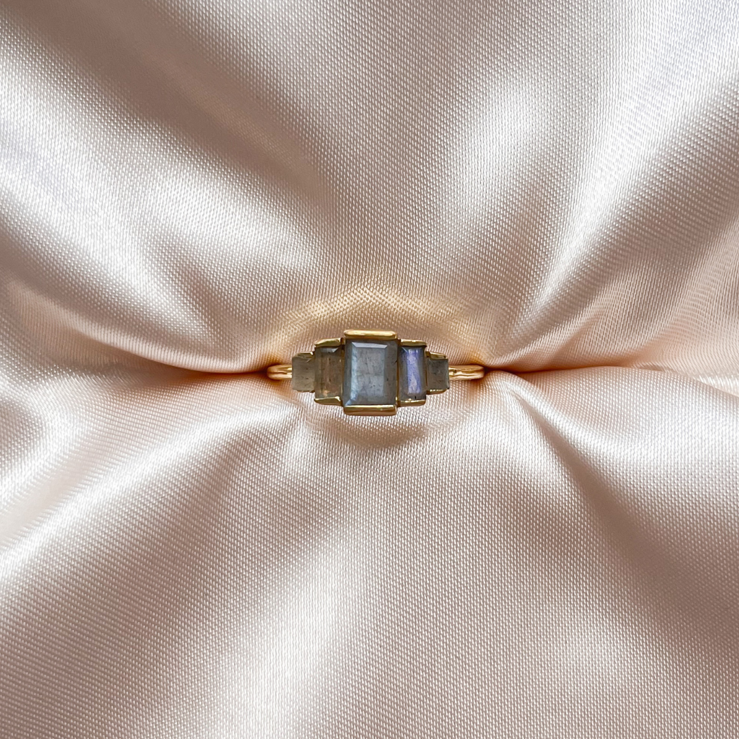 Labradorite Art Deco Baguette Ring