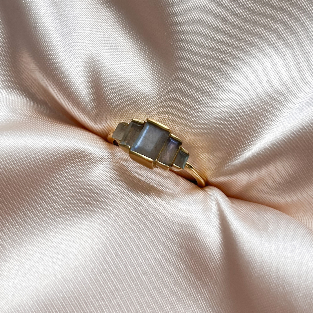Labradorite Art Deco Baguette Ring