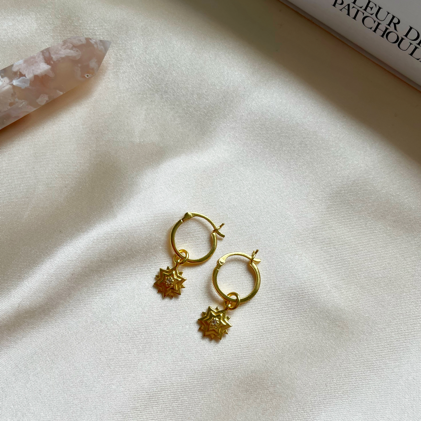 Diamond Set Star Hoop Earrings