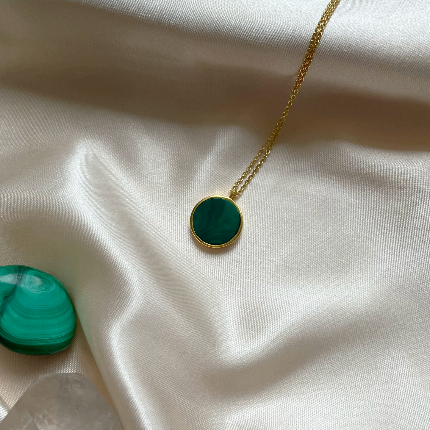Malachite Gemstone Coin Necklace
