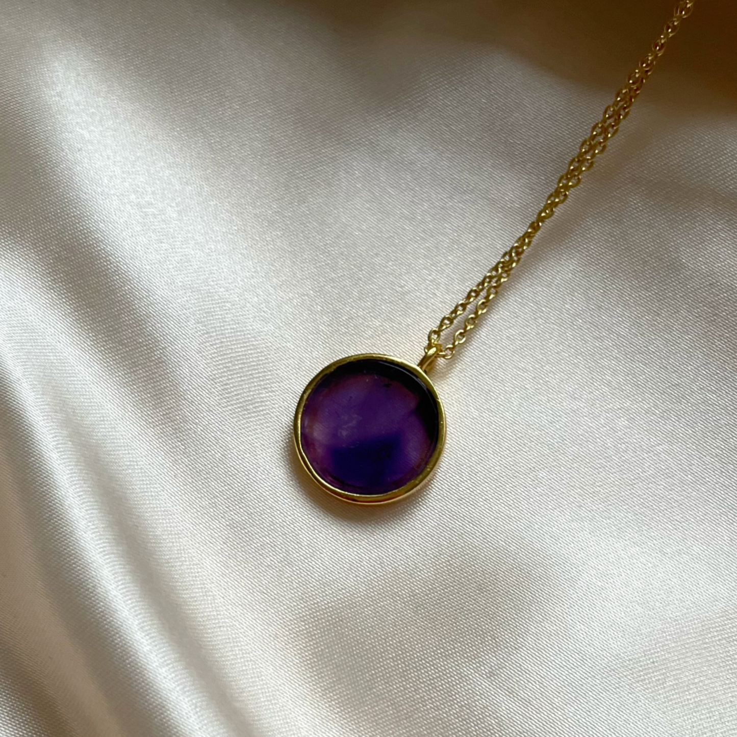 Amethyst Gemstone Coin Necklace