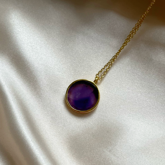 Amethyst Gemstone Coin Necklace