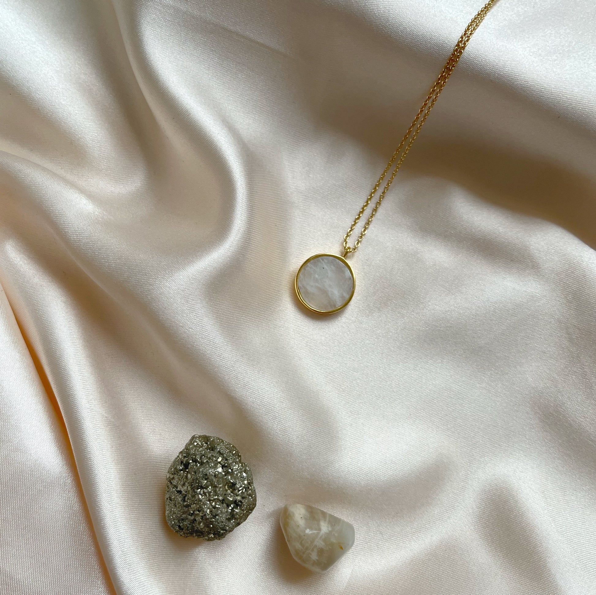 Moonstone Gemstone Coin Necklace
