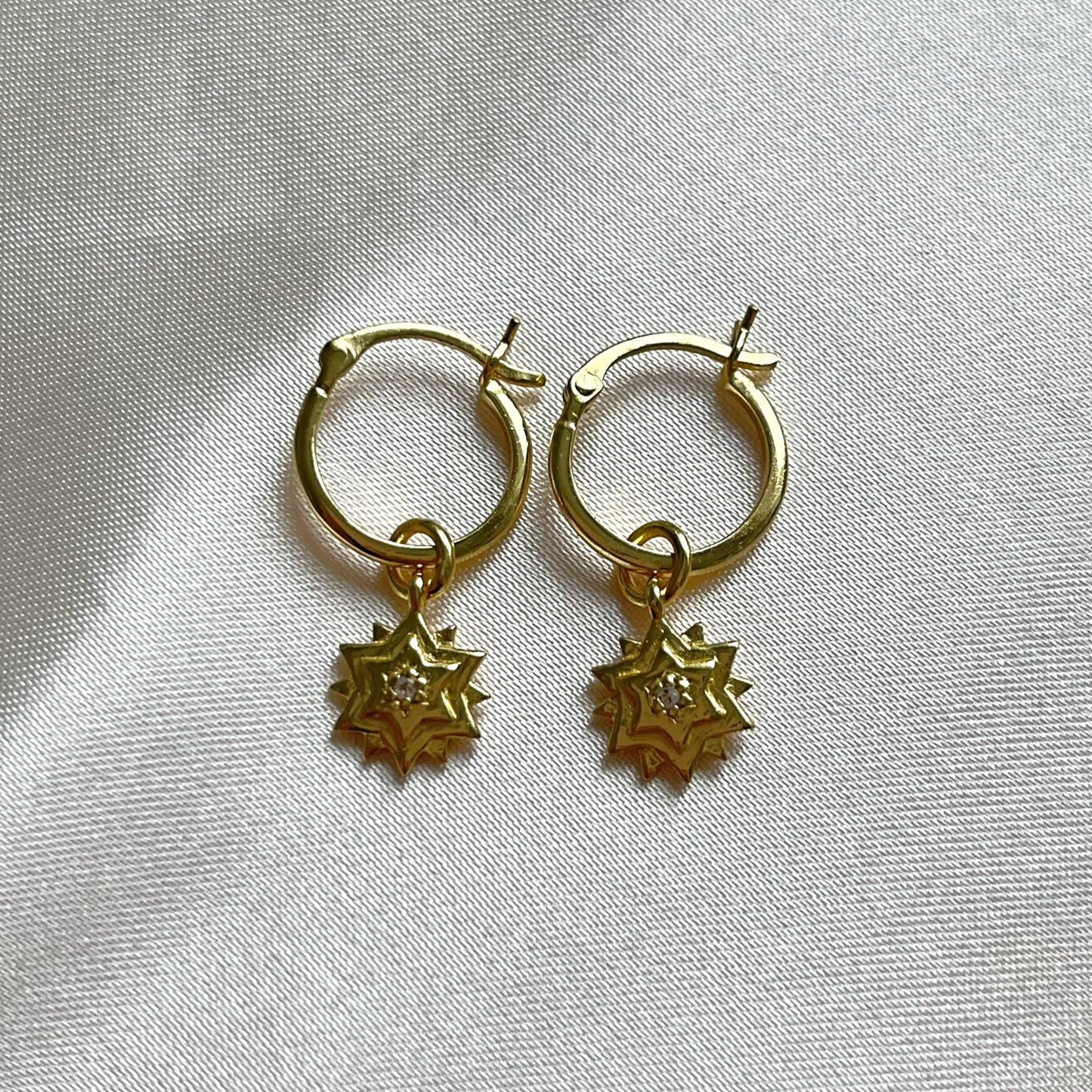 Diamond Set Star Hoop Earrings