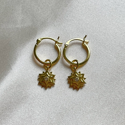 Diamond Set Star Hoop Earrings