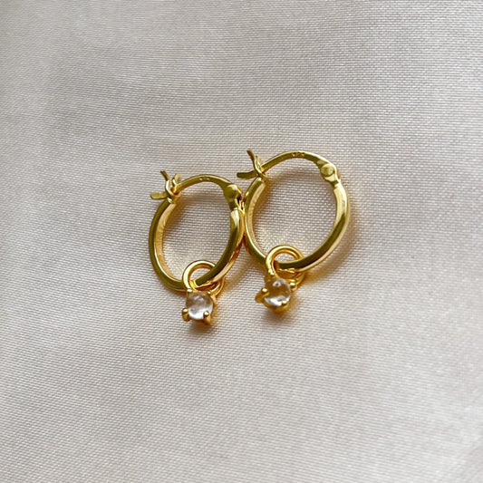 Moonstone Drop Hoop Earrings | 18k Gold Vermeil Jewellery | Lilith and Selene