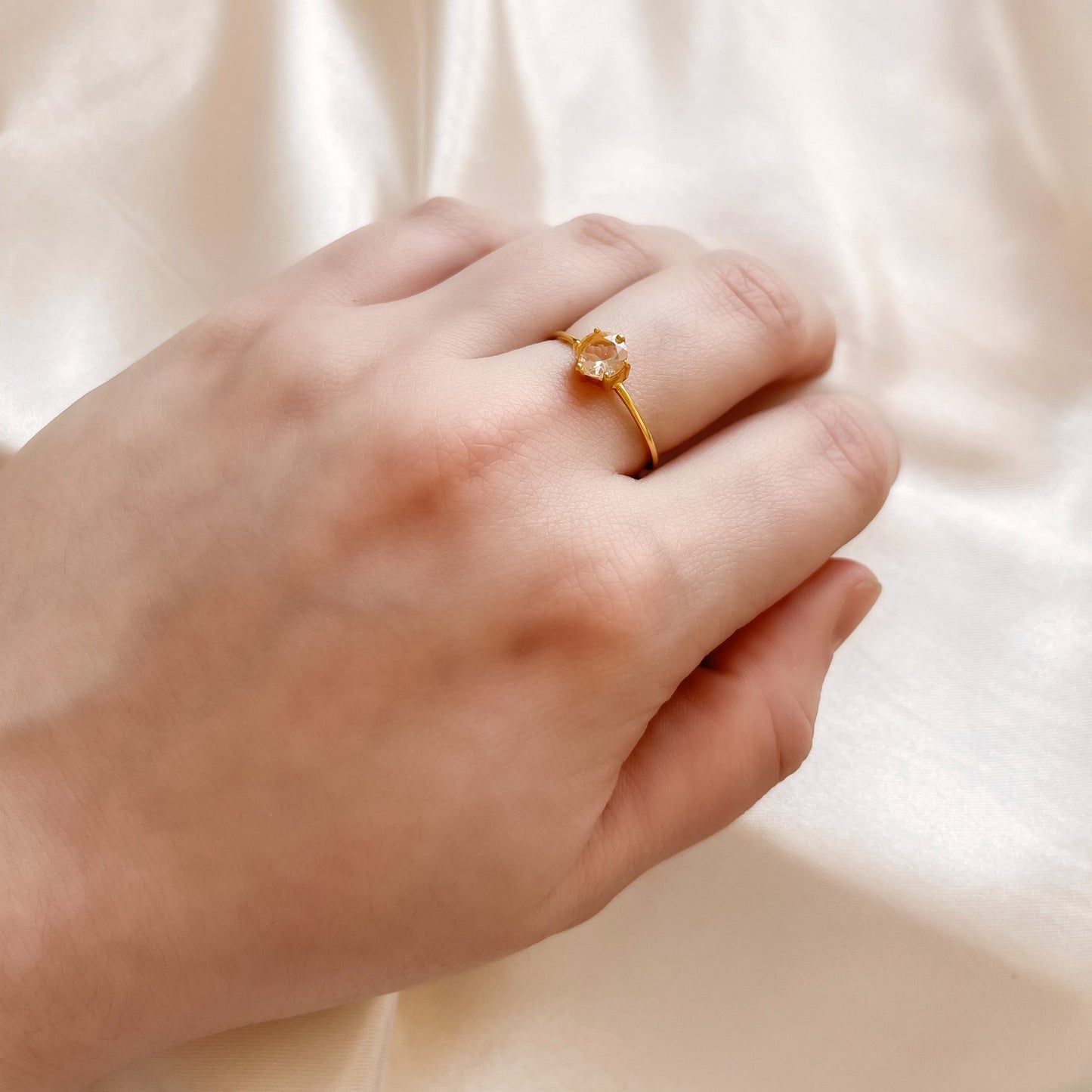 Morganite Solitaire Ring | Gold Vermeil Jewellery | Lilith and Selene