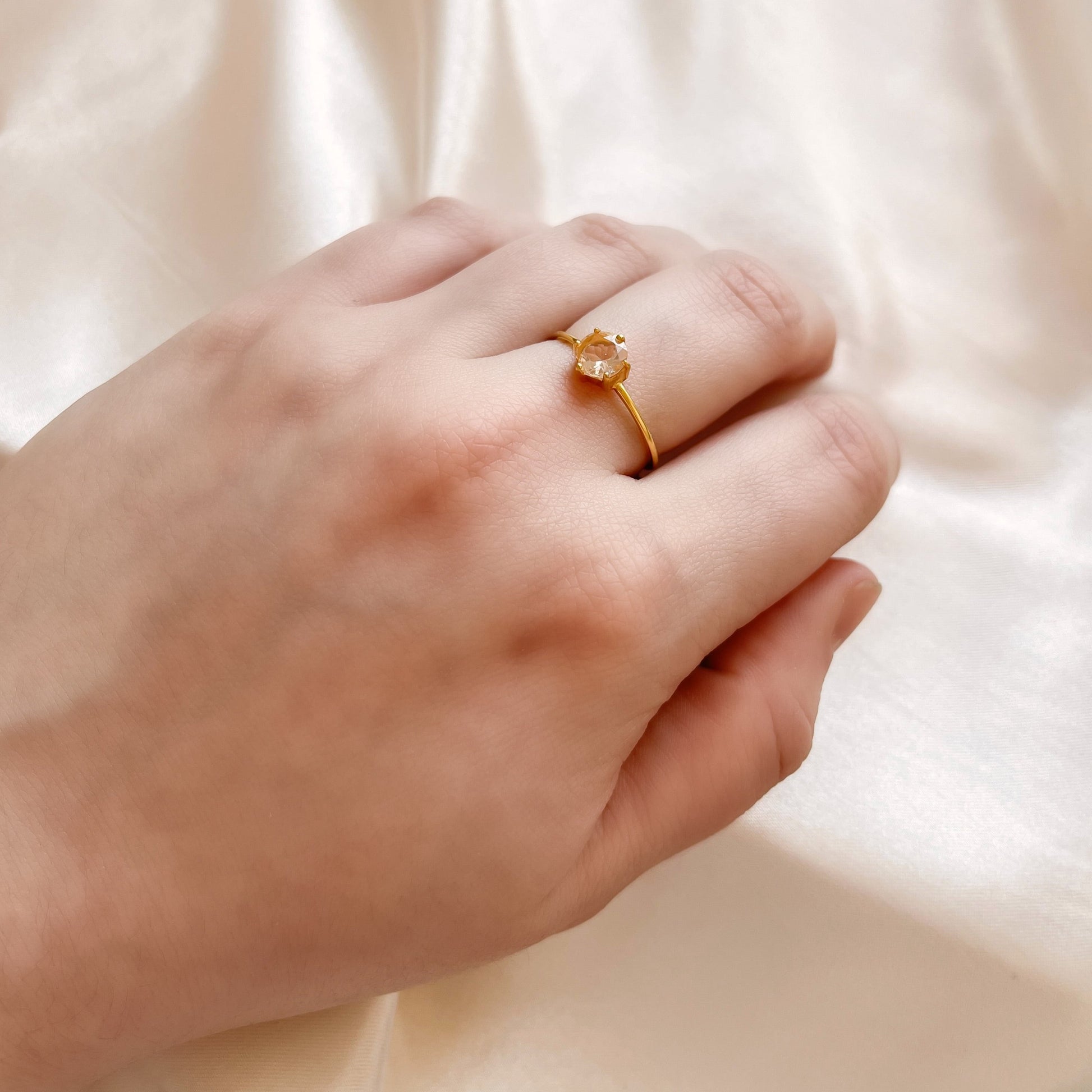 Morganite Solitaire Ring | Gold Vermeil Jewellery | Lilith and Selene