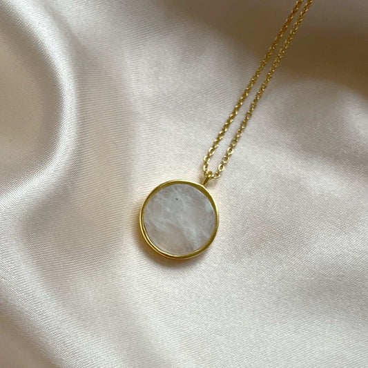 Moonstone Gemstone Coin Necklace