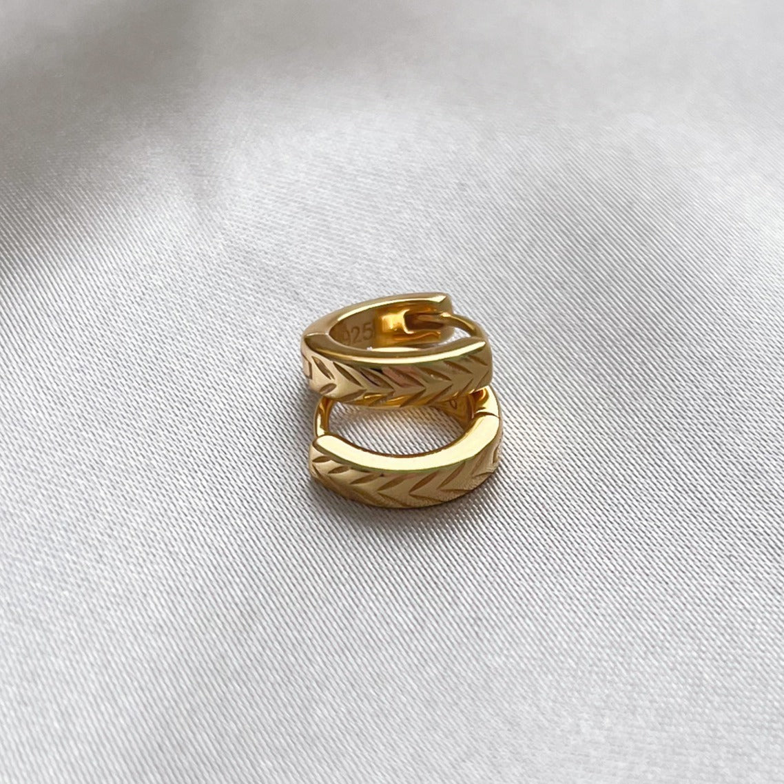 Chevron Huggie Hoop Earrings