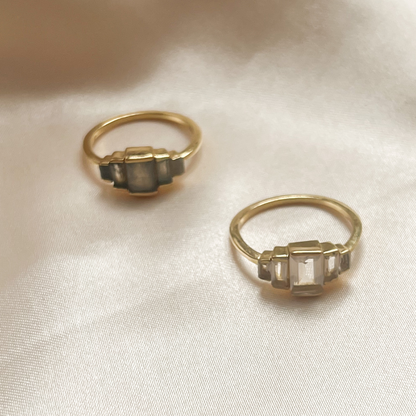 Labradorite Art Deco Baguette Ring