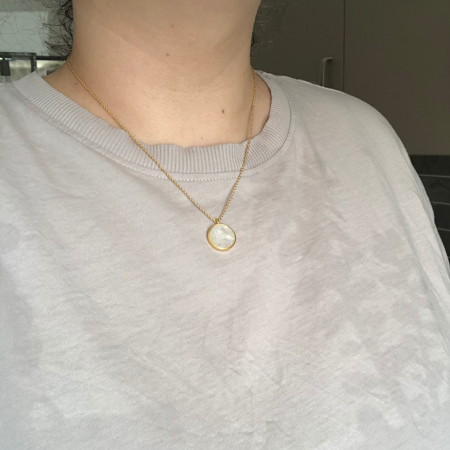 Moonstone Gemstone Coin Necklace