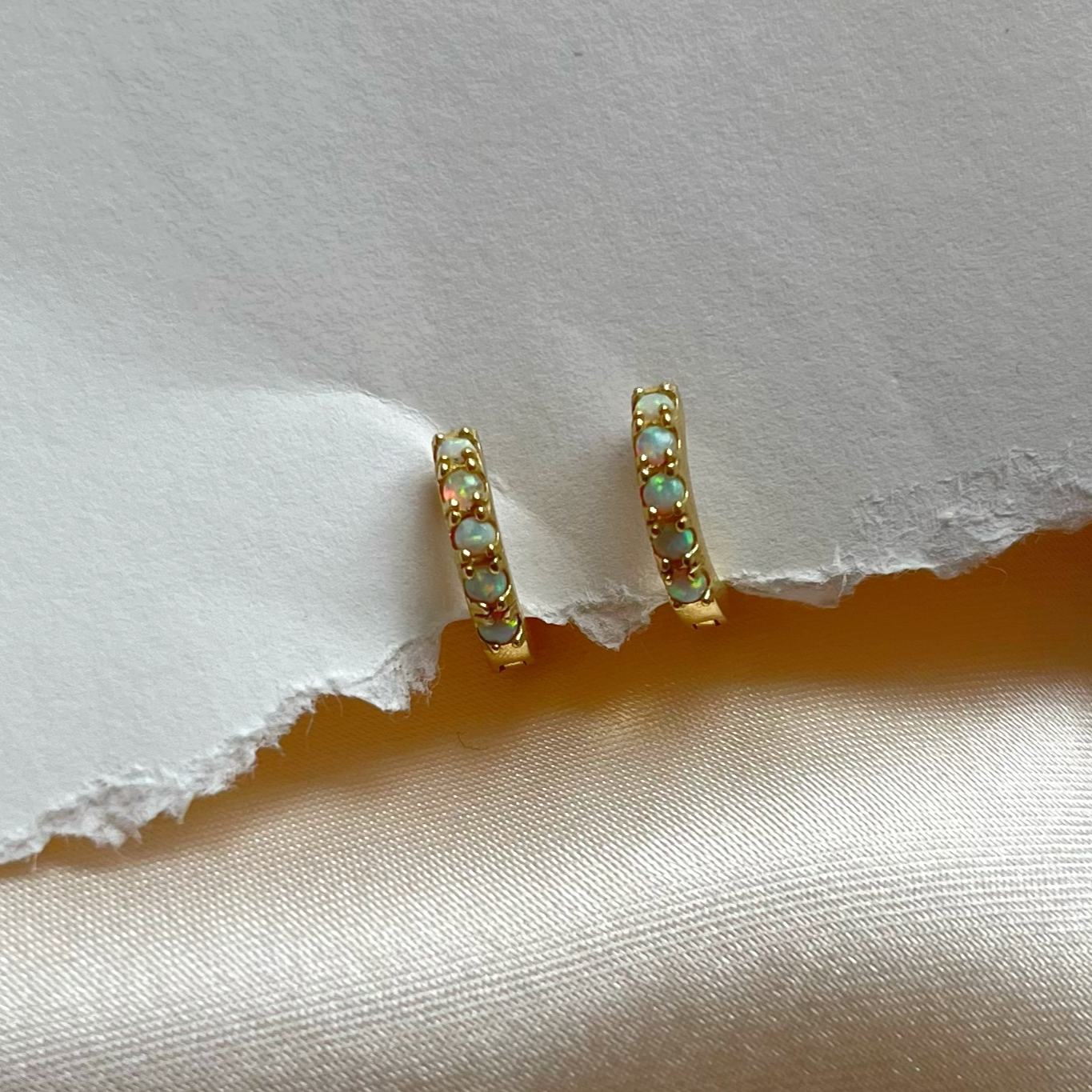Opal Mini Huggie Hoop Earrings