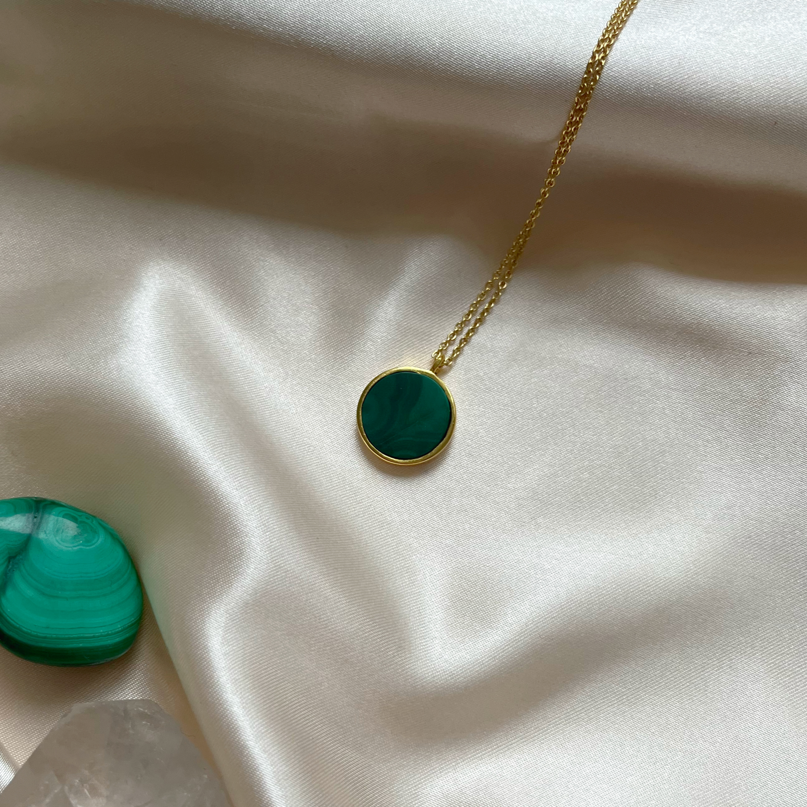 Emerald Green Malachite Unisex Natural Stone Pendant – Chandras Treasures