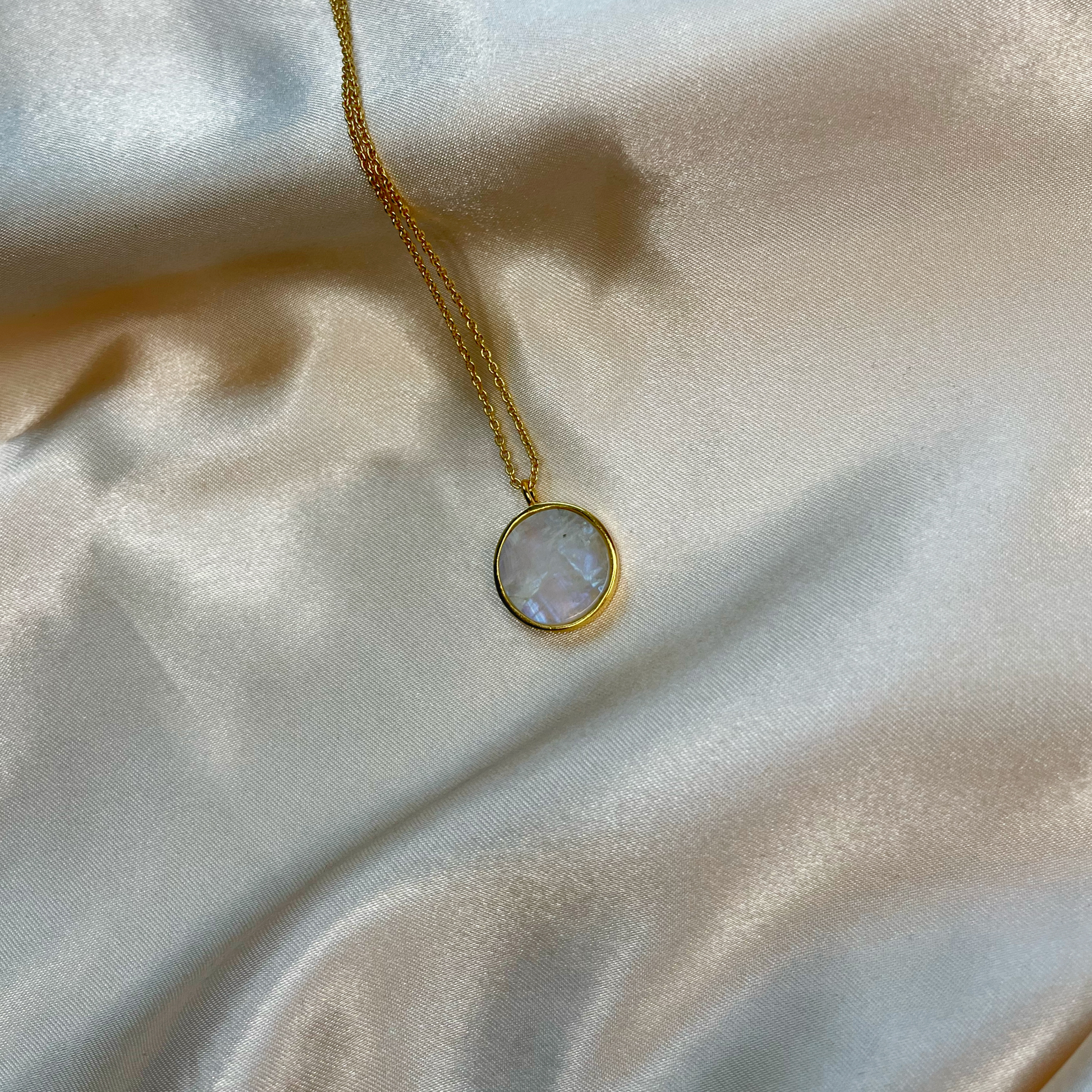 Moonstone Gemstone Coin Necklace