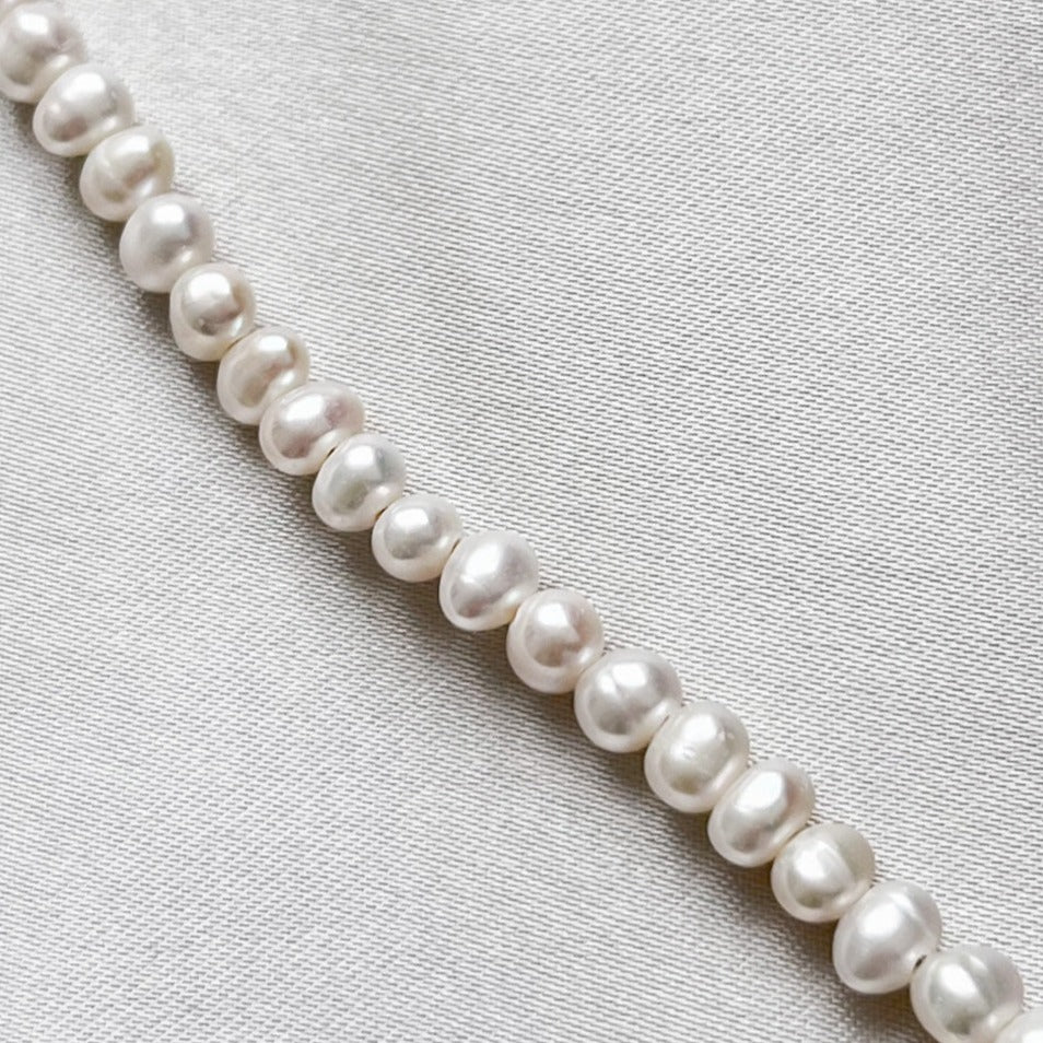 Rose Goldtone Silver Single Pearl Bracelet 7 inch